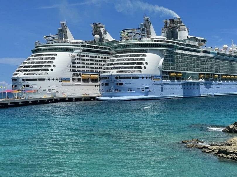 Royal Caribbean Adventure of the Seas and Freedom of the Seas at Cococay