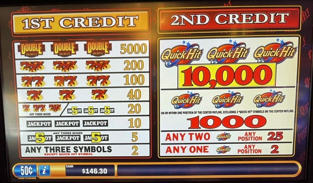 payout table for quit hit slot machines