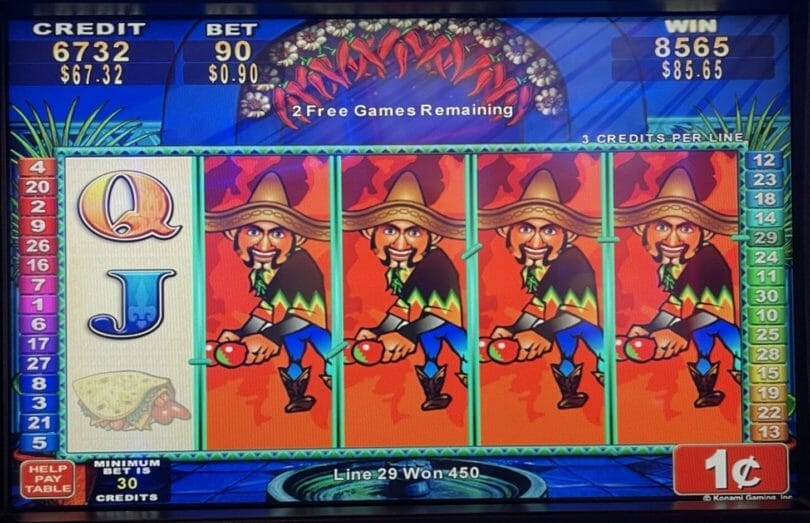 Jumpin Jalapenos by Konami bonus round win