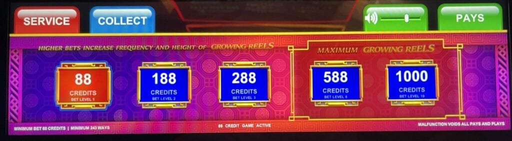 Dancing Drums Prosperity by Scientific Games bet panel