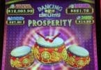 Dancing Drums Prosperity by Scientific Games logo and progressives