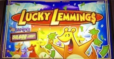 Lucky Lemmings by WMS top box logo