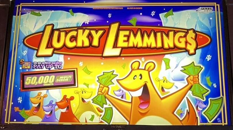 Lucky Lemmings by WMS top box logo