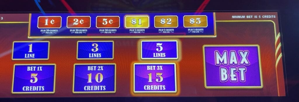 Money Line by Everi bet panel