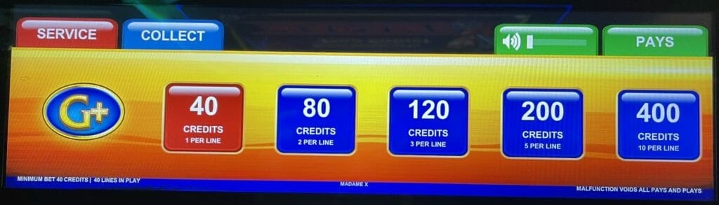 Madame X by Scientific Games bet panel