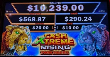 Cash Xtreme Rising Twin Tigers by Aristocrat logo and jackpots