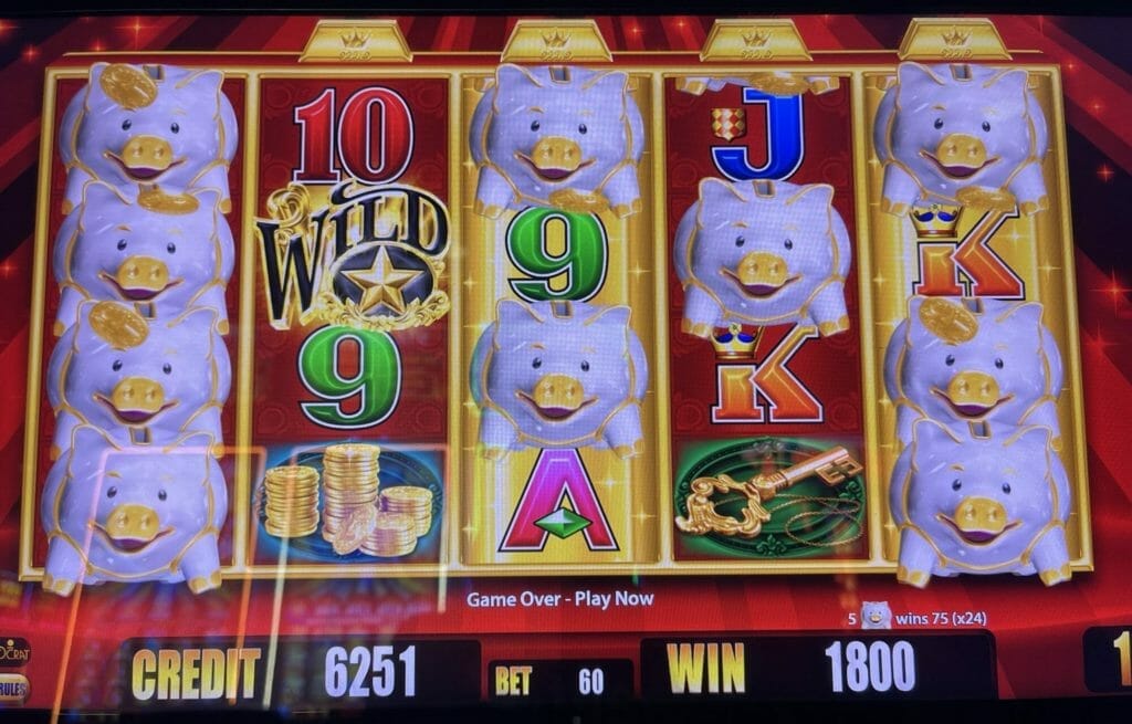 Gold Bonanza by Aristocrat clumped symbols piggies