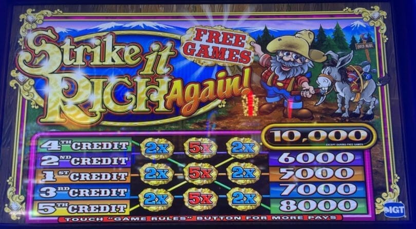Strike it Rich Again by IGT top screen