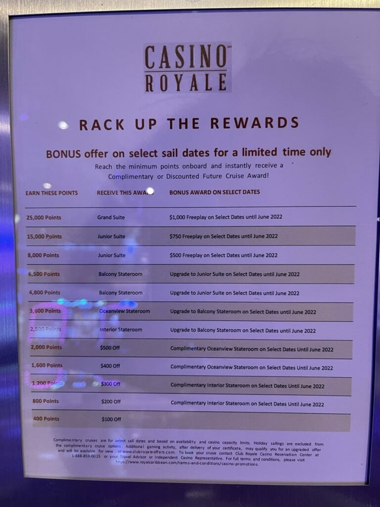 February 2022 free cruise offer chart