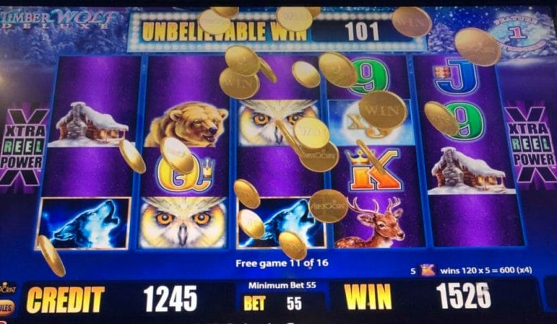 Timber Wolf Deluxe by Aristocrat 5x bonus win