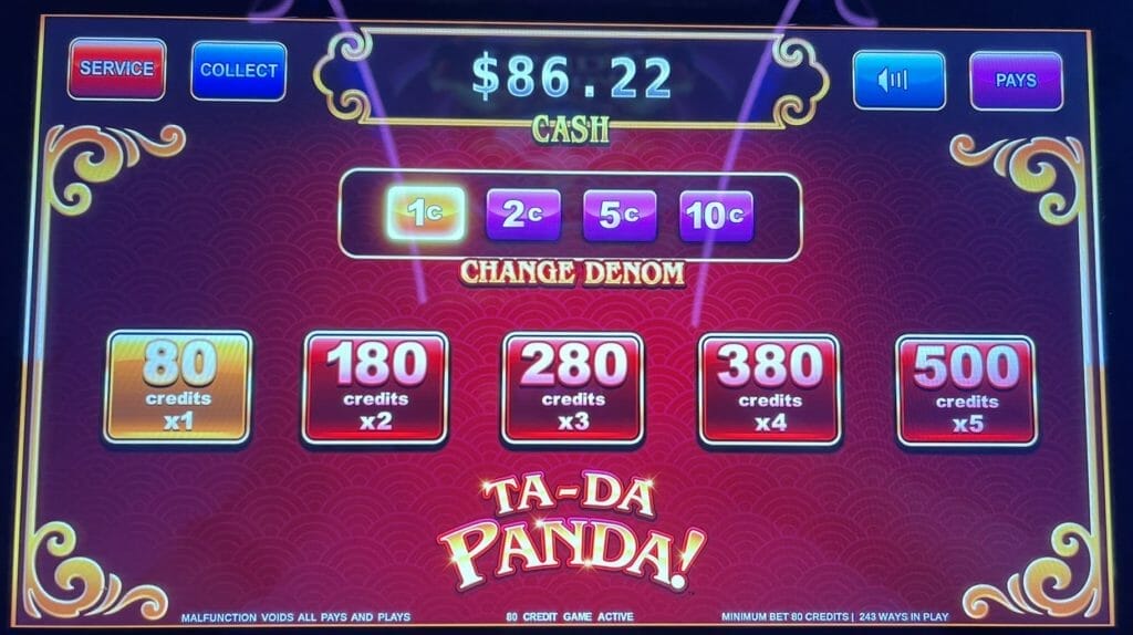 Ta-Da Panda by Light and Wonder bet panel