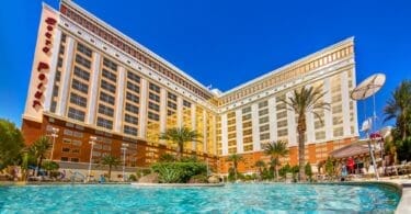 South Point exterior with pool