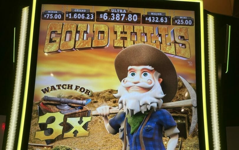 Gold Hills Prospector Pete by Everi logo and progressives