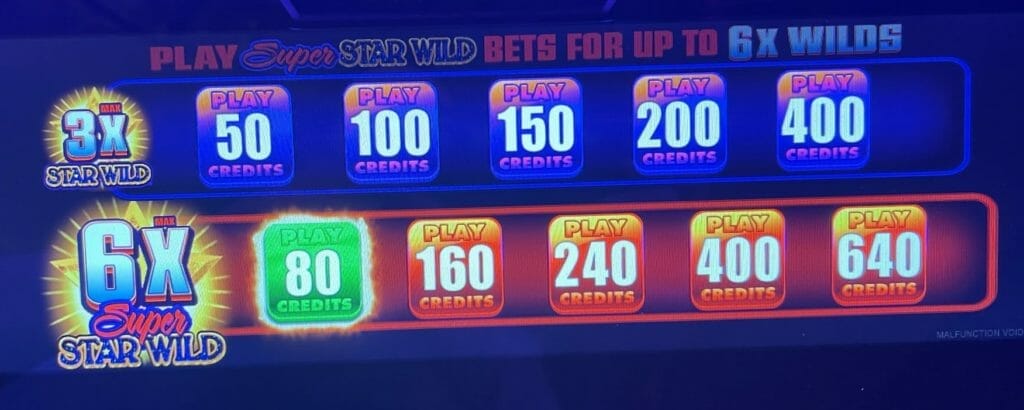 Star Wild Olympus by Everi bet panel