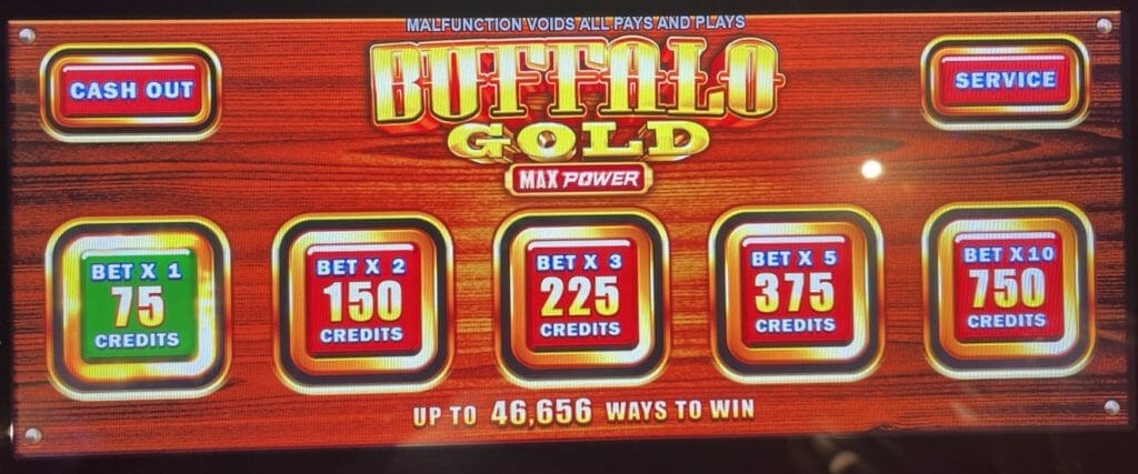 Buffalo Gold Max Power by Aristocrat bet panel