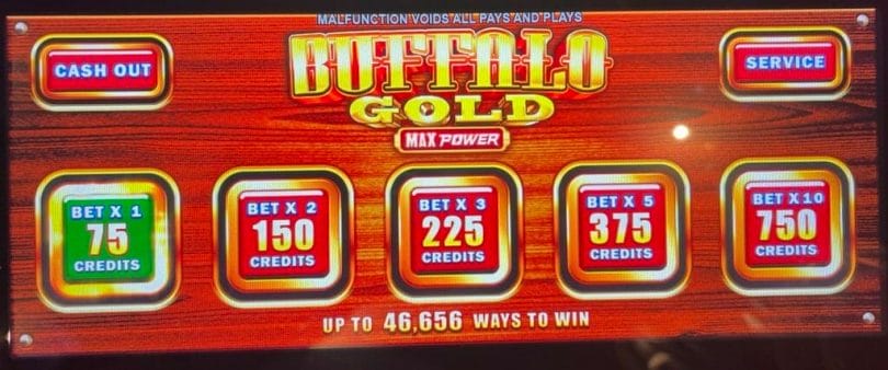 Buffalo Gold Max Power by Aristocrat bet panel