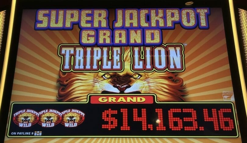 Super Jackpot Grand Triple Lion by Everi logo and top progressive