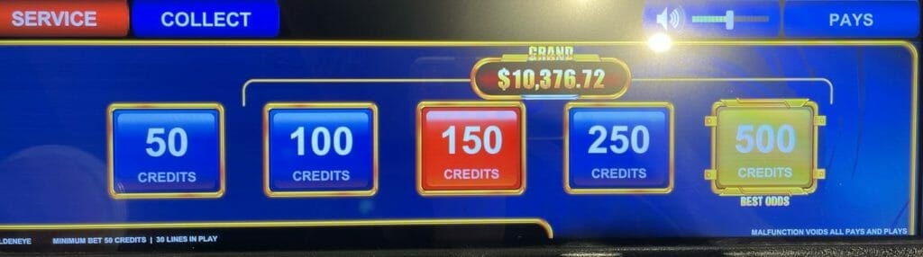 Golden Eye by Light & Wonder bet panel