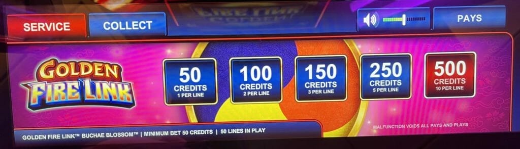 Golden Fire Link by Light & Wonder bet panel