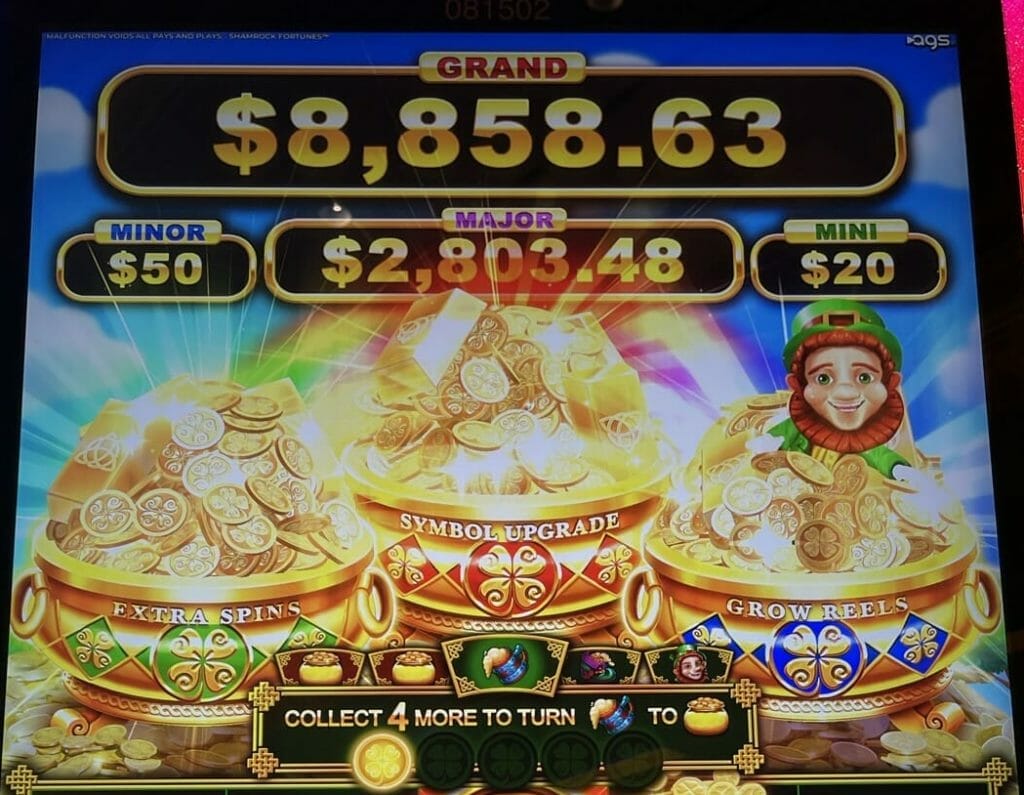 Shamrock Fortunes by AGS progressives and three pots triggered