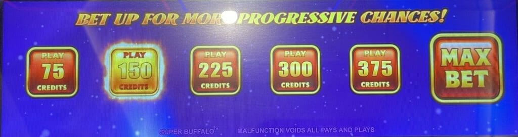 Super Buffalo by Everi bet panel