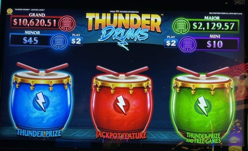 Thunder Drums by Light & Wonder three pots
