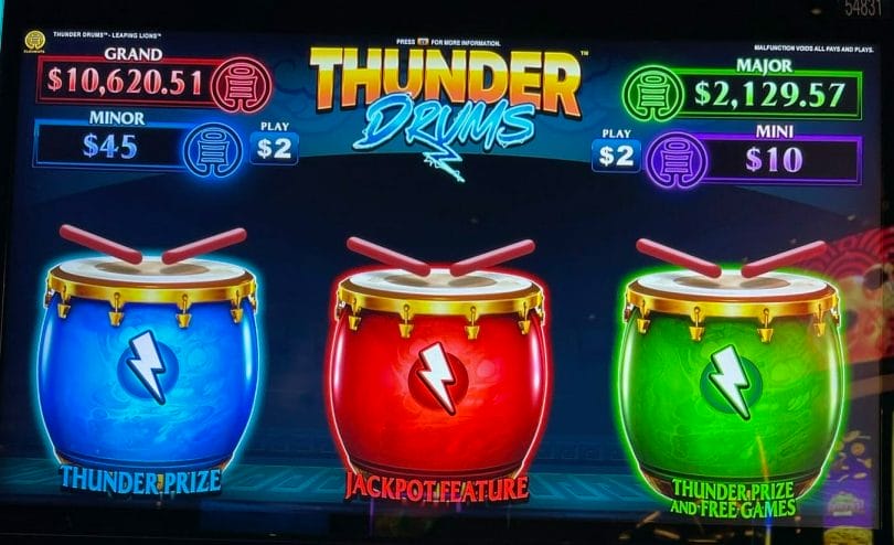 Thunder Drums by Light & Wonder three pots
