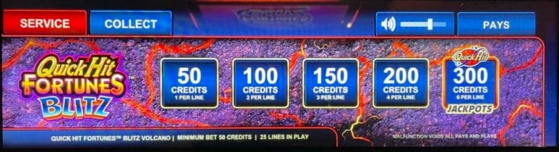 Quick Hit Fortune Blitz by Light & Wonder bet panel