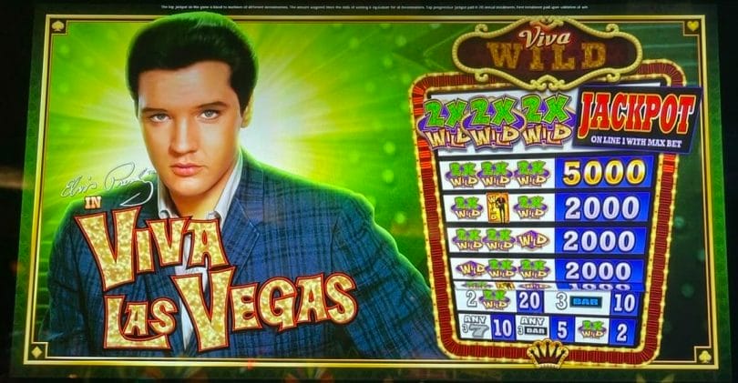 Elvis Viva Las Vegas slot machine logo and pay table