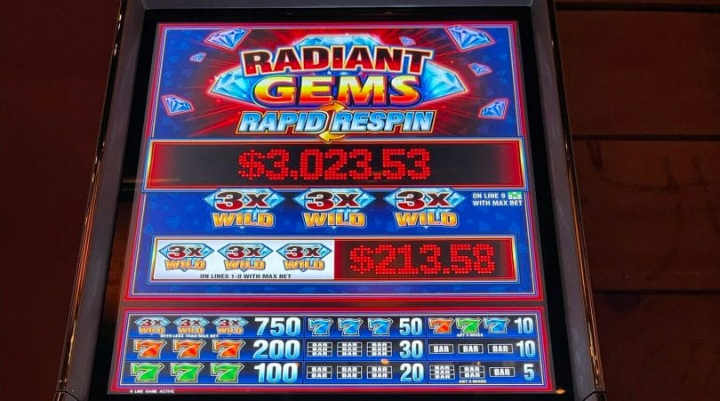 Radiant Gems Rapid Respin by Light & Wonder logo and paytable