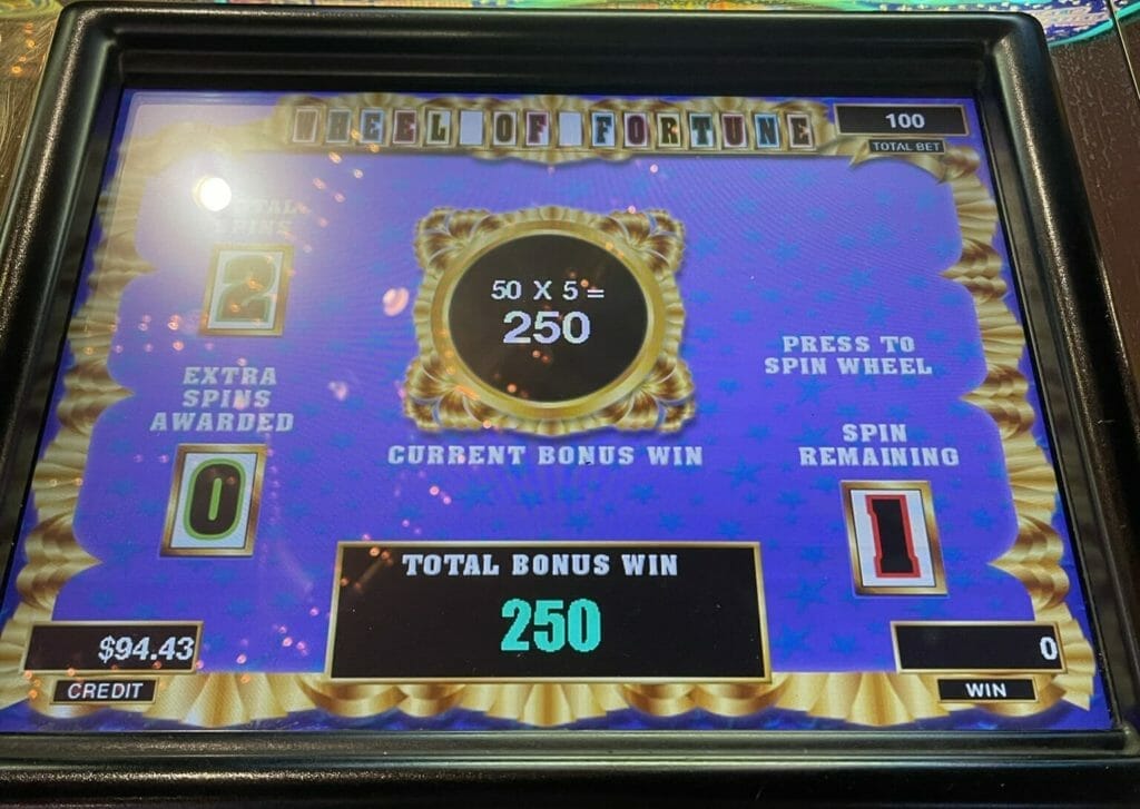 Wheel of Fortune video slot machine by IGT  wheel bonus in progress