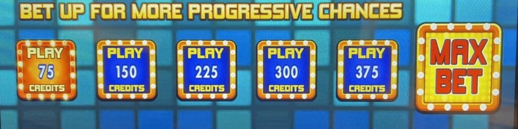 Press Your Luck Whammy Bucks by Everi bet panel