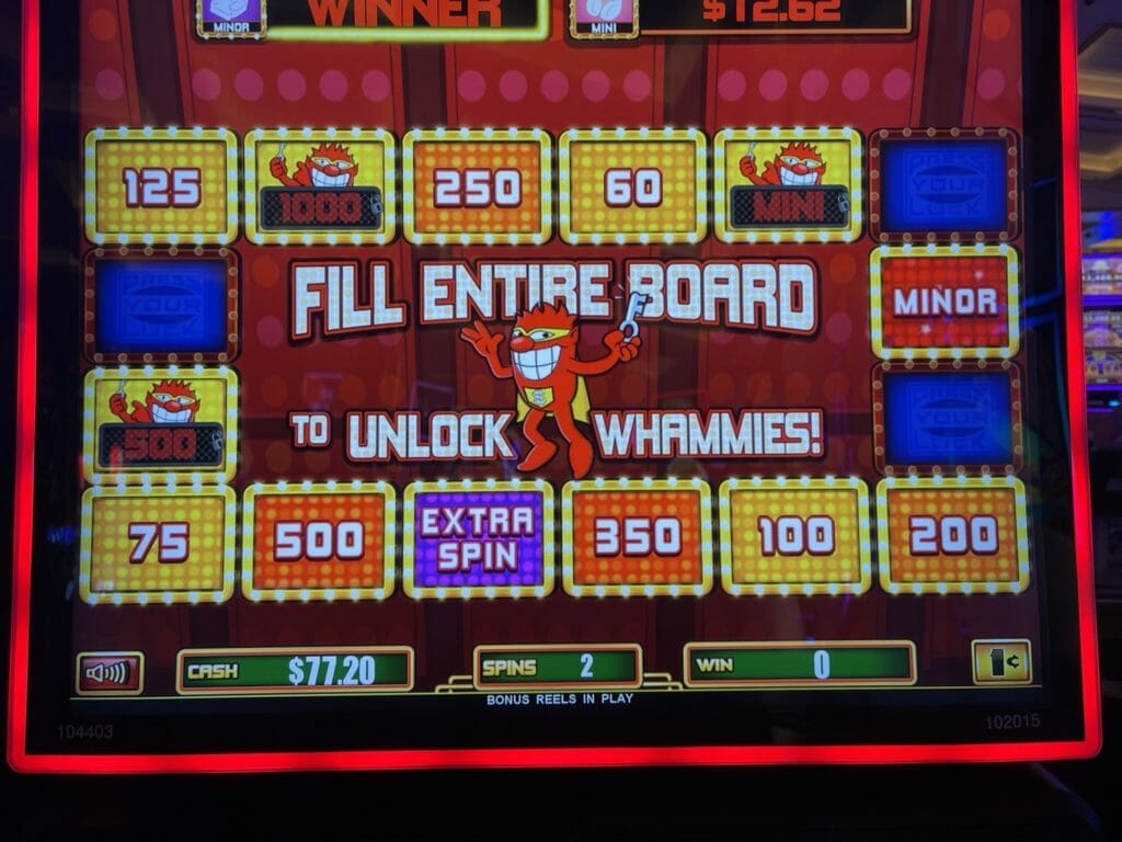 Press Your Luck Whammy Bucks by Everi Press Your Luck bonus in progress